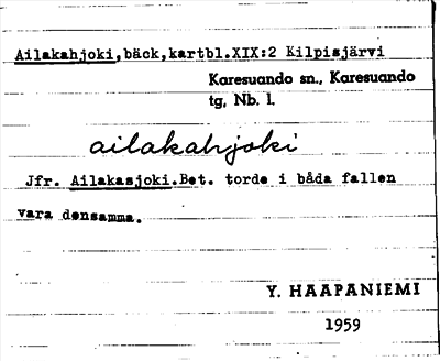 Bild på arkivkortet för arkivposten Ailakahjoki