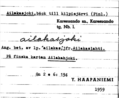 Bild på arkivkortet för arkivposten Ailakasjoki