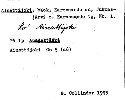 Bild på arkivkortet för arkivposten Ainattijoki