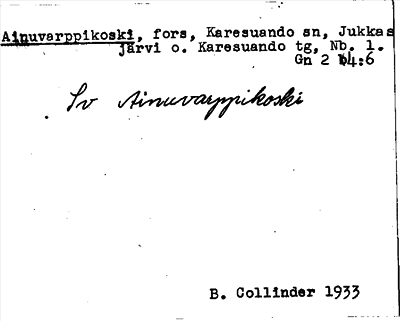 Bild på arkivkortet för arkivposten Ainuvarppikoski