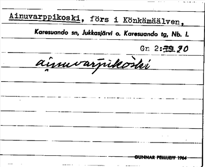 Bild på arkivkortet för arkivposten Ainuvarppikoski