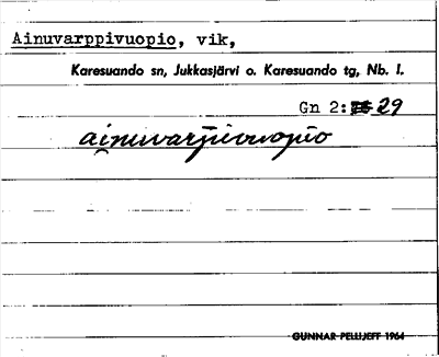 Bild på arkivkortet för arkivposten Ainuvarppivuopio