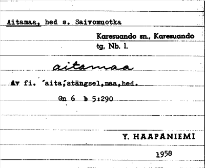 Bild på arkivkortet för arkivposten Aitamaa