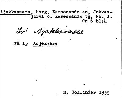 Bild på arkivkortet för arkivposten Ajakkavaara