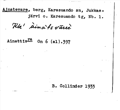 Bild på arkivkortet för arkivposten Ajnatevare