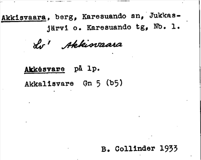 Bild på arkivkortet för arkivposten Akkisvaara
