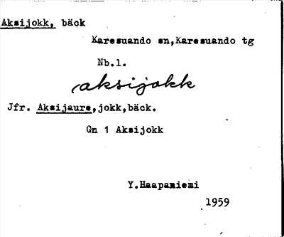 Bild på arkivkortet för arkivposten Aksijokk