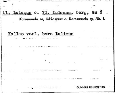 Bild på arkivkortet för arkivposten Al. Lulemus o. Yl. Lulemus