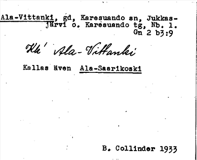 Bild på arkivkortet för arkivposten Ala-Vittanki