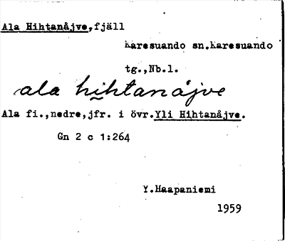 Bild på arkivkortet för arkivposten Ala Hihtanåjve