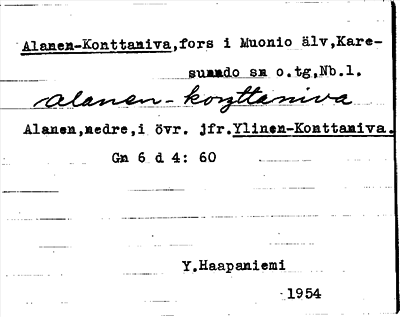 Bild på arkivkortet för arkivposten Alanen-Konttaniva