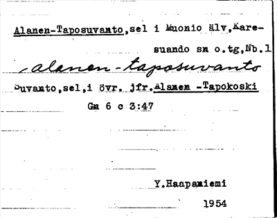 Bild på arkivkortet för arkivposten Alanen-Taposuvanto