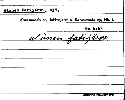 Bild på arkivkortet för arkivposten Alanen Fatijärvi