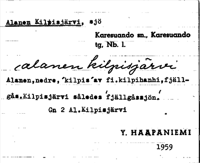 Bild på arkivkortet för arkivposten Alanen Kilpisjärvi