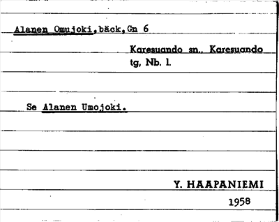 Bild på arkivkortet för arkivposten Alanen Omujoki, se Alanen Umojoki