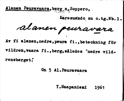 Bild på arkivkortet för arkivposten Alanen Peuravaara