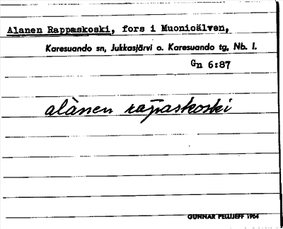 Bild på arkivkortet för arkivposten Alanen Rappaskoski