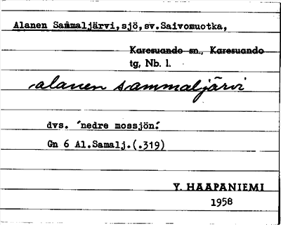 Bild på arkivkortet för arkivposten Alanen Sammaljärvi