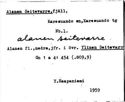 Bild på arkivkortet för arkivposten Alanen Seitevarre