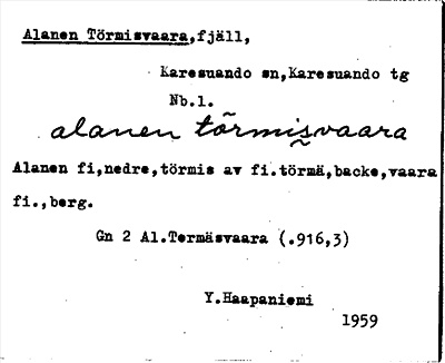 Bild på arkivkortet för arkivposten Alanen Törmisvaara