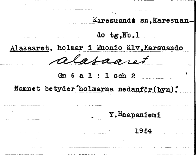 Bild på arkivkortet för arkivposten Alasaaret