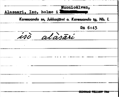 Bild på arkivkortet för arkivposten Alasaari, Iso