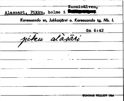 Bild på arkivkortet för arkivposten Alasaari, Pikku