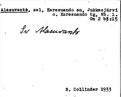 Bild på arkivkortet för arkivposten Alasuvanto