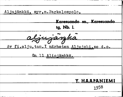 Bild på arkivkortet för arkivposten Aljujänkkä