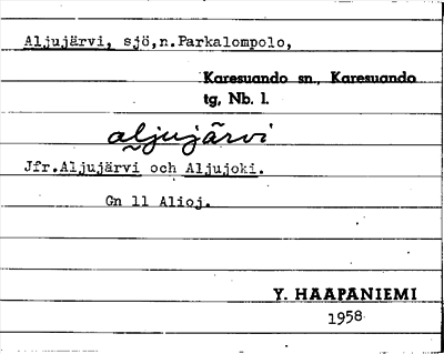 Bild på arkivkortet för arkivposten Aljujärvi