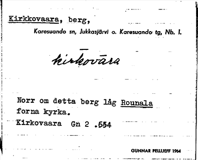 Bild på arkivkortet för arkivposten Kirkkovaara