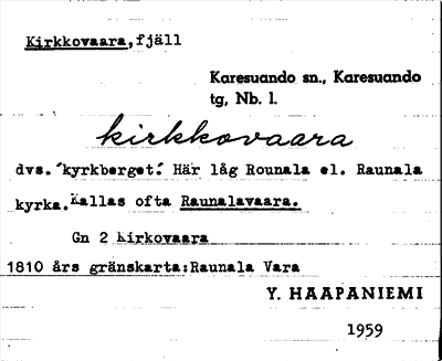 Bild på arkivkortet för arkivposten Kirkkovaara