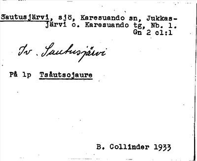 Bild på arkivkortet för arkivposten Sautusjärvi