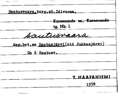 Bild på arkivkortet för arkivposten Sautusvaara