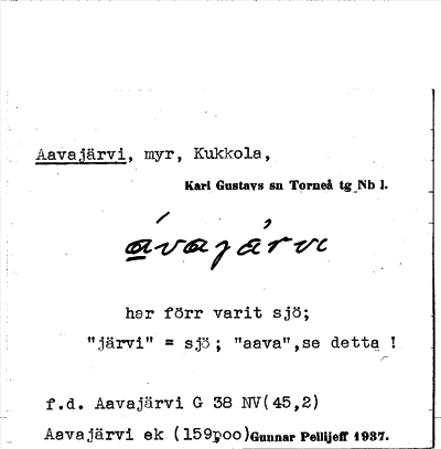 Bild på arkivkortet för arkivposten Aavajärvi