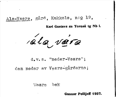Bild på arkivkortet för arkivposten Ala-Vaara