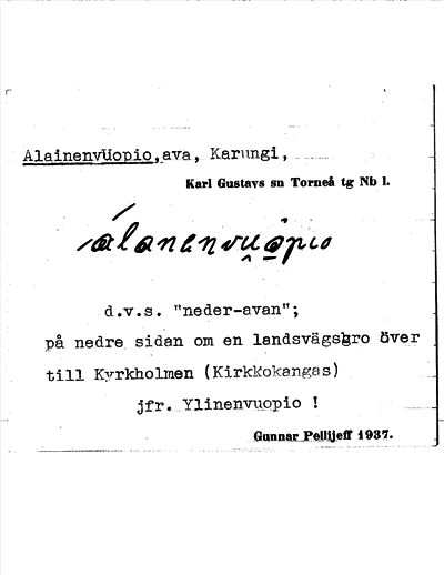 Bild på arkivkortet för arkivposten Alainenvuopio