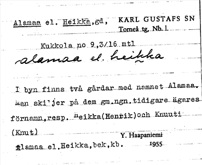 Bild på arkivkortet för arkivposten Alamaa el. Heikka