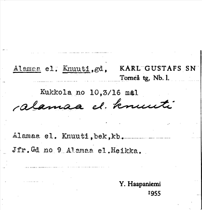 Bild på arkivkortet för arkivposten Alamaa el. Knuuti