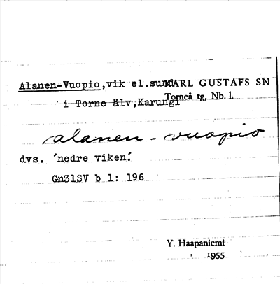 Bild på arkivkortet för arkivposten Alanen-Vuopio