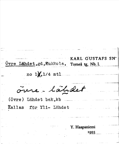 Bild på arkivkortet för arkivposten Övre Lähdet