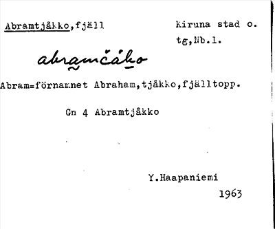 Bild på arkivkortet för arkivposten Abramtjåkko