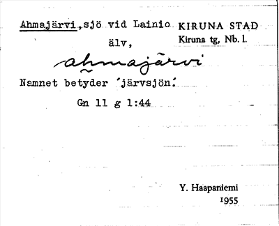 Bild på arkivkortet för arkivposten Ahmajärvi