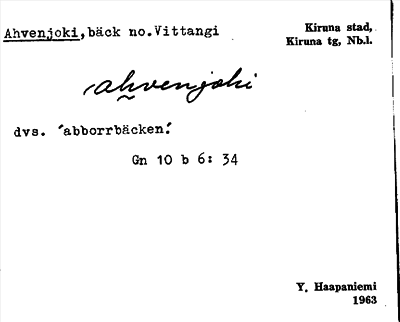 Bild på arkivkortet för arkivposten Ahvenjoki
