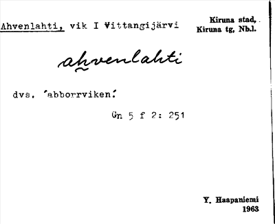 Bild på arkivkortet för arkivposten Ahvenlahti