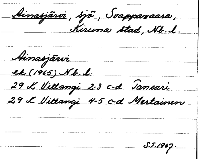 Bild på arkivkortet för arkivposten Ainasjärvi