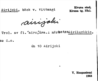 Bild på arkivkortet för arkivposten Airijoki
