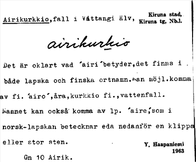 Bild på arkivkortet för arkivposten Airikurkkio