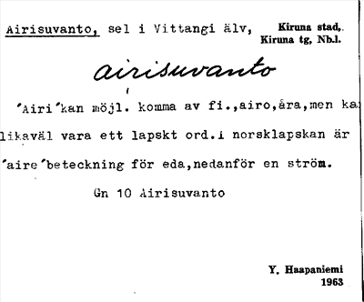 Bild på arkivkortet för arkivposten Airisuvanto