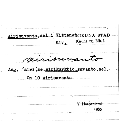 Bild på arkivkortet för arkivposten Airisuvanto